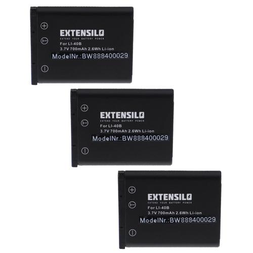 EXTENSILO 3x Batteries compatible avec Fuji / Fujifilm FinePix JX200, JX280, JX300, JV500 appareil photo, reflex numérique (700mAh, 3,7V, Li-ion)