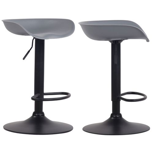 Lot De 2 Tabourets De Bar Assise Réglable En Hauteur Et Pivotant En Plastique Gris Pieds Tulipe En Métal Noir Mat Avec Repose-Pieds Tdb10257