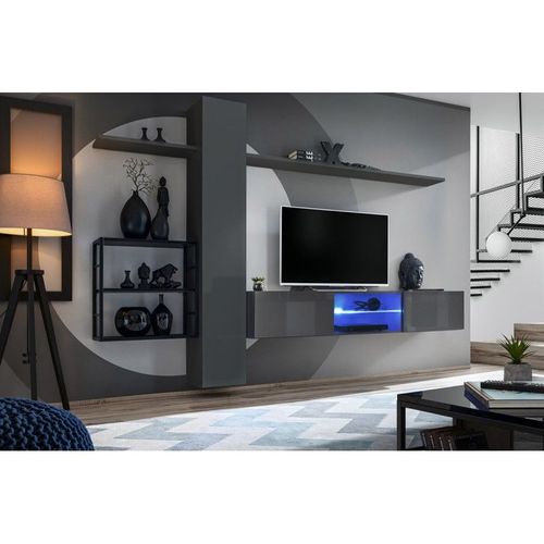 Ensemble Meubles De Salon Style Industriel Switch M5. Coloris Gris.