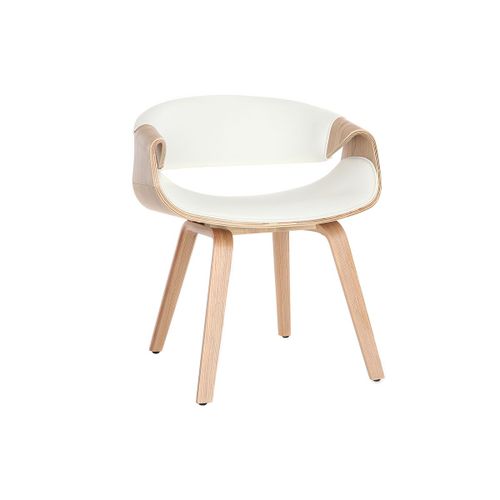 Fauteuil Scandinave Blanc Et Bois Clair Aramis