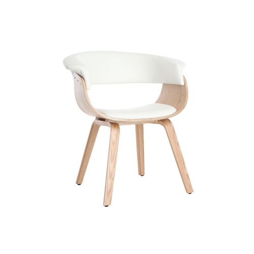 Fauteuil Scandinave Blanc Et Bois Clair Oktav
