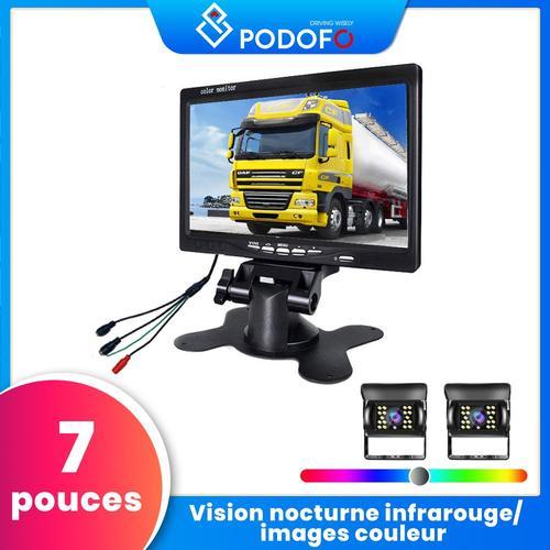 Podofo Caméra De Recul Pour Voiture Avec Moniteur De 7 Pouces, 2 Câbles De Caméra De Recul, Caméra De Vision Nocturne Étanche Pour Camping-Car, Bus, Camion, Bus Scolaire, Véhicule Récréatif (12v-24v)