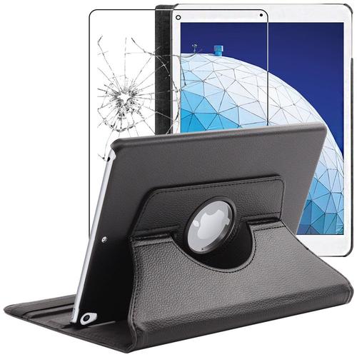 Ebeststar - Housse + Film Vitre En Verre Trempé Pour Ipad Air 3 2019 10.5 Coque Etui Protection Pu Cuir, Noir [Dimensions Precises Tablette : 250.6 X 174.1 X 6.1mm, Écran 10.5'']