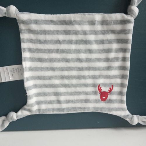 Doudou Rayé Gris Et Blanc Braderie Cerf Élan Vertbaudet