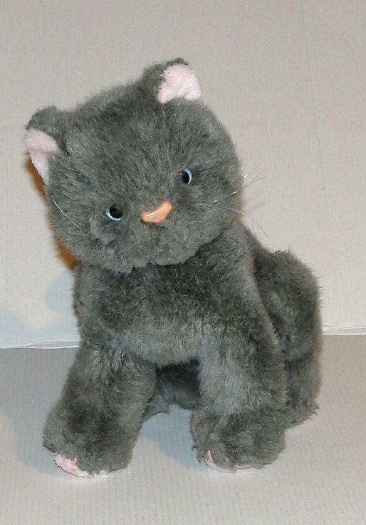 Peluche chat gris assis pour bebe