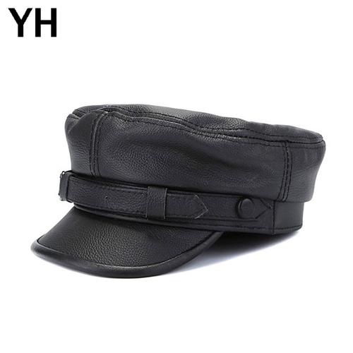 Casquette Militaire en Cuir pour Homme