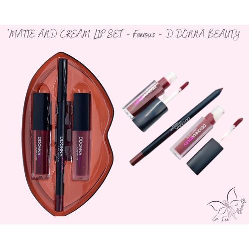 "Matte And Cream Lip Set" - Famous - D'donna Beauty Marron
