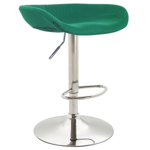 Tabouret De Bar Assise Réglable En Hauteur Et Pivotant En Feutrine Vert Pieds Tulipe En Métal Chromé Avec Repose-Pieds 10_0001051