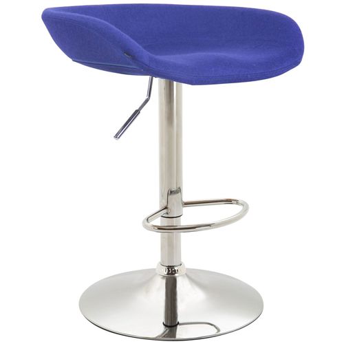 Tabouret De Bar Assise Réglable En Hauteur Et Pivotant En Feutrine Bleu Pieds Tulipe En Métal Chromé Avec Repose-Pieds 10_0000641