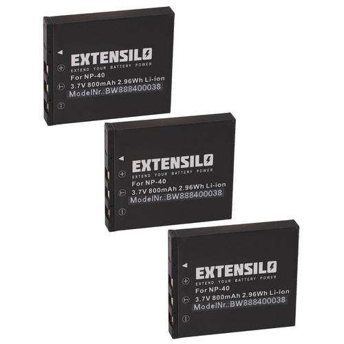 EXTENSILO 3x Batteries compatible avec Fuji / Fujifilm FinePix Z2, Z3, Z5fd, Z-1, Z-3, Z-5fd appareil photo, reflex numérique (800mAh, 3,7V, Li-ion)