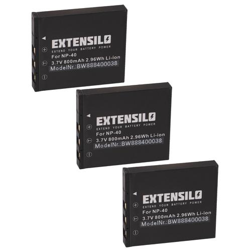 EXTENSILO 3x Batteries compatible avec Praktica Luxmedia 6503, 7203, 7303, 7403, 8503 appareil photo, reflex numérique (800mAh, 3,7V, Li-ion)