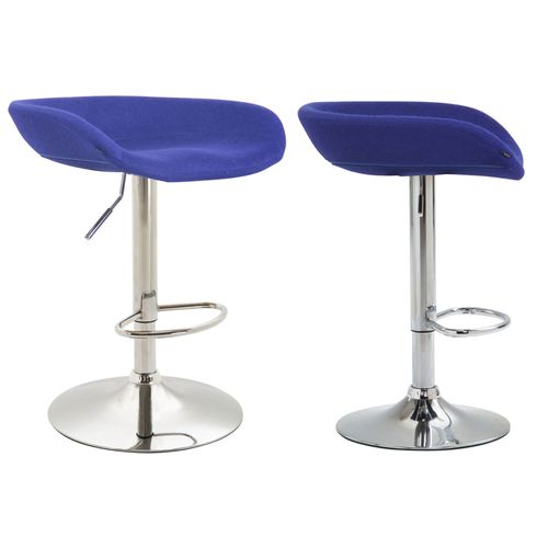 Lot De 2 Tabourets De Bar Assise Réglable En Hauteur Et Pivotant En Feutrine Bleu Pieds Tulipe En Métal Chromé Avec Repose-Pieds Tdb10261