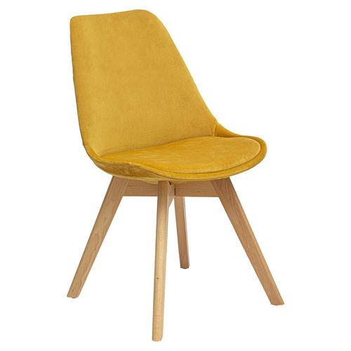 Lot De 4 Chaises Effet Velours Baya - Ocre