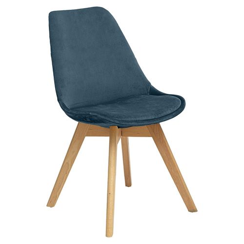 Lot De 4 Chaises Effet Velours Baya - Bleu Canard