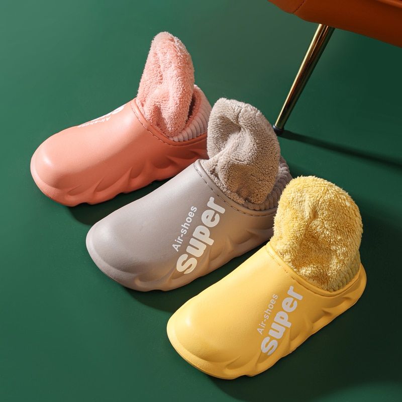 Pantoufles D'hiver En Peluche Impermables Pour Hommes, Nouv... - 2