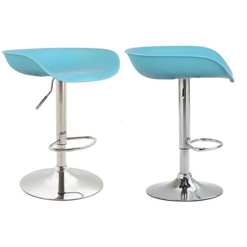 Lot De 2 Tabourets De Bar Assise Réglable En Hauteur Et Pivotant En Plastique Bleu Pieds Tulipe En Métal Chromé Avec Repose-Pieds Tdb10269