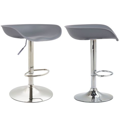 Lot De 2 Tabourets De Bar Assise Réglable En Hauteur Et Pivotant En Plastique Gris Pieds Tulipe En Métal Chromé Avec Repose-Pieds Tdb10277