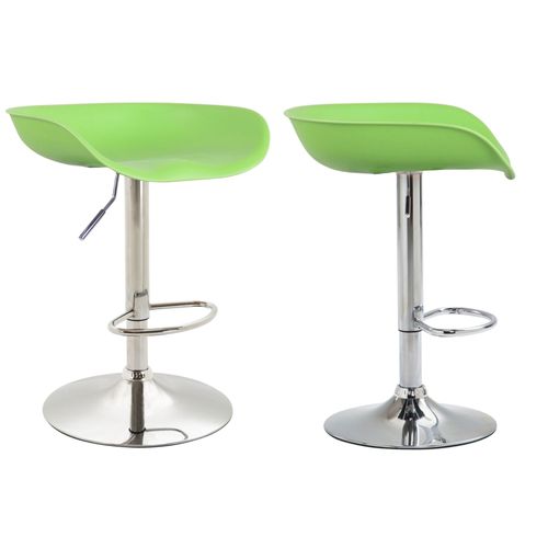 Lot De 2 Tabourets De Bar Assise Réglable En Hauteur Et Pivotant En Plastique Vert Pieds Tulipe En Métal Chromé Avec Repose-Pieds Tdb10272