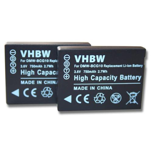 vhbw 2x Batteries compatible avec Panasonic Lumix FMC-ZS7, FMC-ZX1 appareil photo, reflex numérique (750mAh, 3,6V, Li-ion)