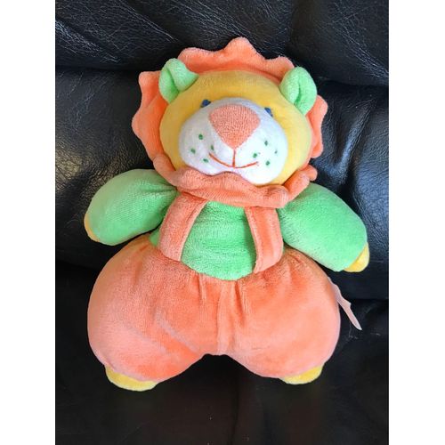 Doudou Lion Orange Vert Jaune Vulli 21cm