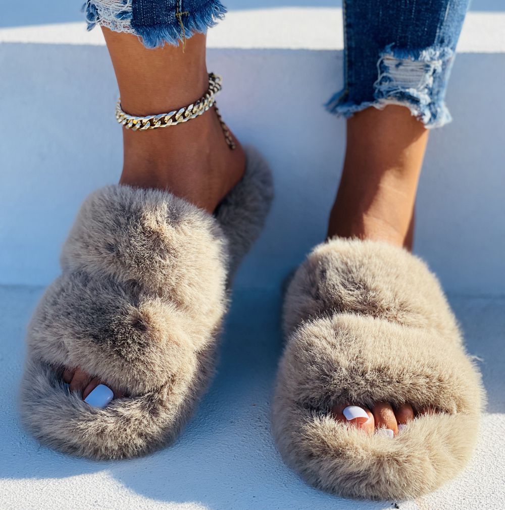 Diapositives En Fausse Fourrure Pour Femmes, Chaussures D'hi... - 3