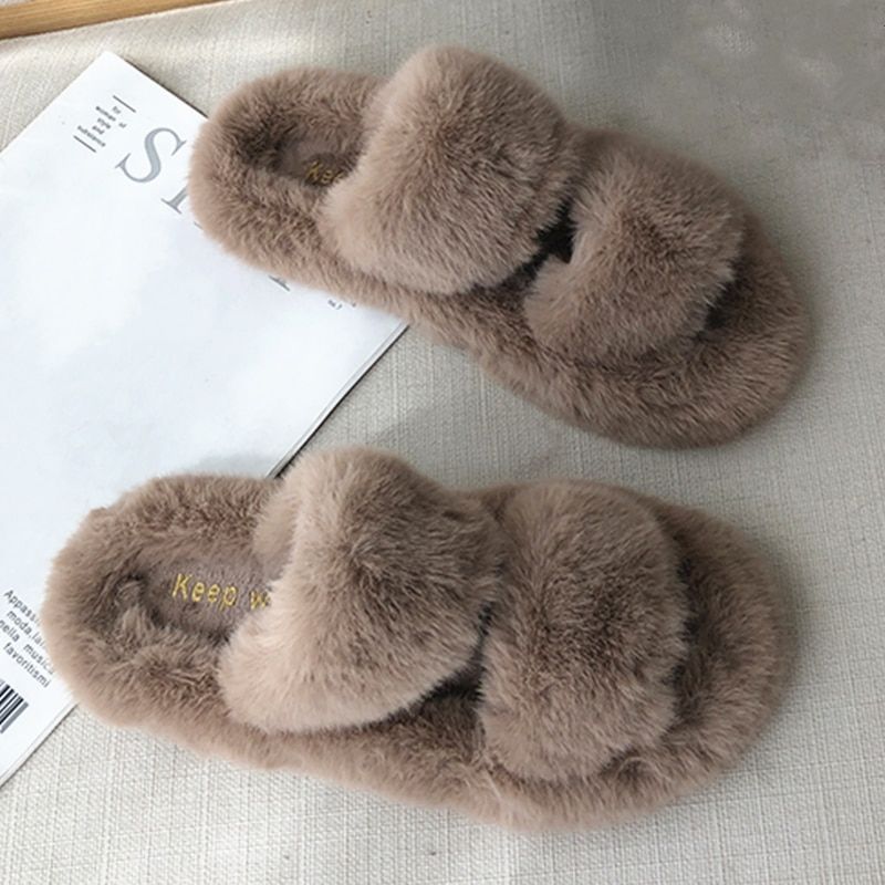 Diapositives En Fausse Fourrure Pour Femmes, Chaussures D'hi... - 4