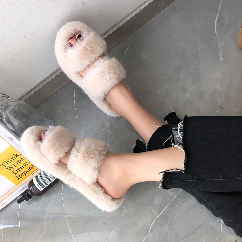 Diapositives En Fausse Fourrure Pour Femmes, Chaussures D'hi... - 6