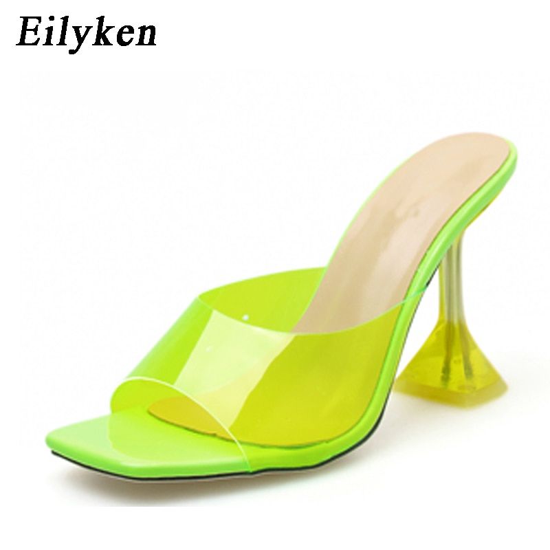 Eilyken -Pantoufles En Pvc Vert, Bout Ouvert, Talons Hauts, ... - 4