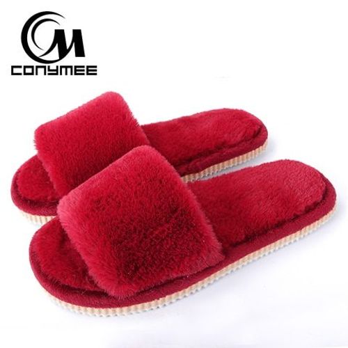 Femmes Fourrure Pantoufles Chaussures D'hiver Grande Taille Maison Pantoufles En Peluche Pantufa Femmes Intérieur Chaud Moelleux Coton Chaussuresté Femelle Diapositives Fourrure Sandales Dames Chambre Pantoufles