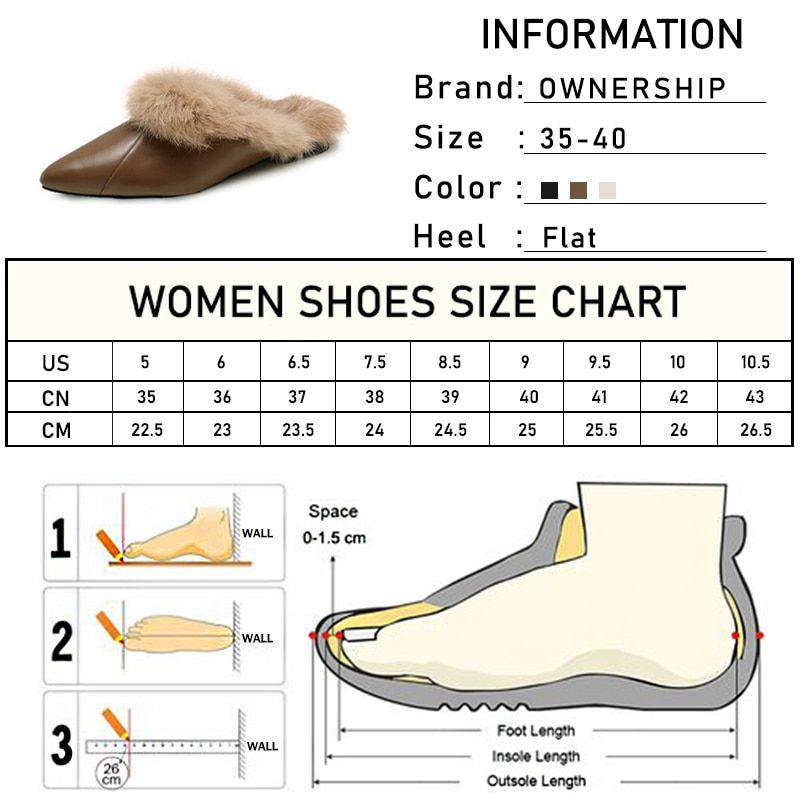 Femmes Furry Pantoufles Automne 2020 Mode Bout Pointu Mules ... - 6