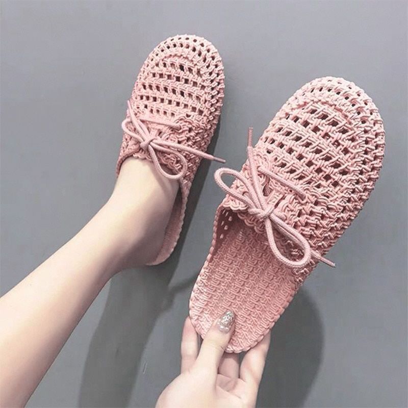 Femmes Toile Pantoufle Plat 2021 Femme Lacets Dames Peep Toe... - 6