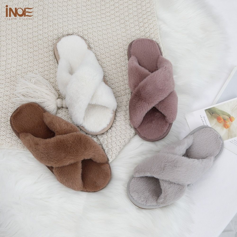 Inoe Doux En Peluche Fourrure Femmes Mode Confortable Hiver ... - 2