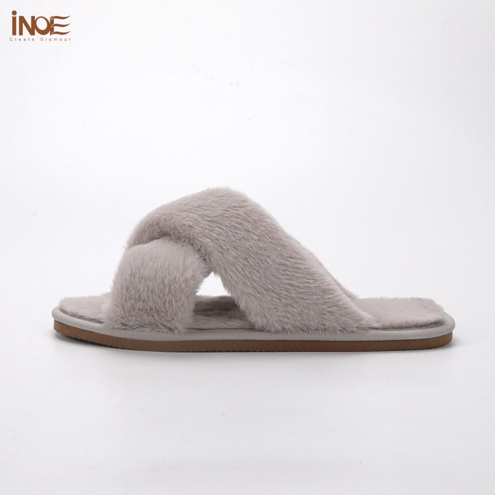 Inoe Doux En Peluche Fourrure Femmes Mode Confortable Hiver ... - 5