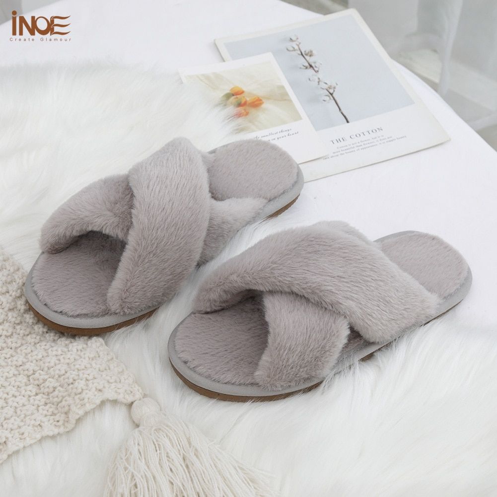 Inoe Doux En Peluche Fourrure Femmes Mode Confortable Hiver ... - 6