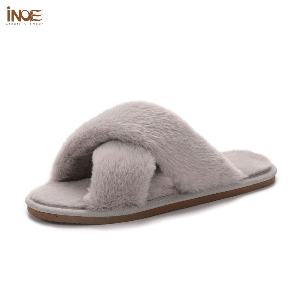 Inoe Doux En Peluche Fourrure Femmes Mode Confortable Hiver ... - 7