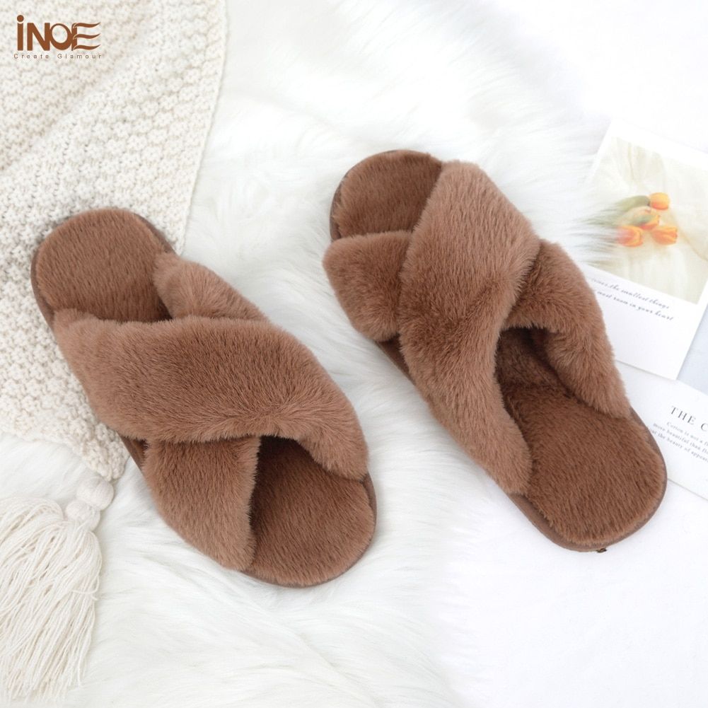 Inoe Doux En Peluche Fourrure Femmes Mode Confortable Hiver ... - 4