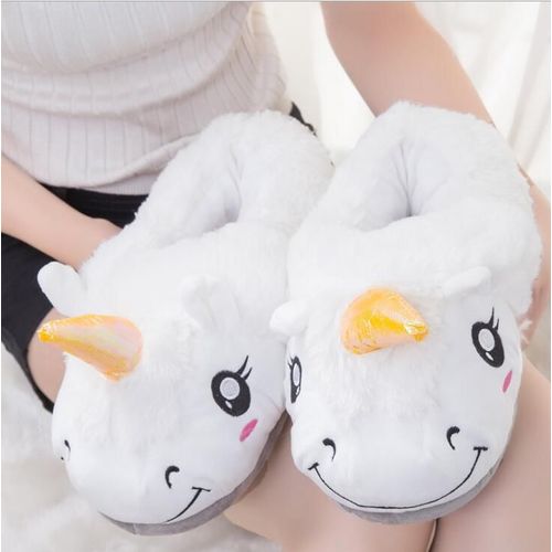 Licorne Taille Pour Adultes, Pantoufles De Maison Pour Femmes, Mignonnes Chaussures En Fourrure De Dessin Animé Unisexe, Pantoufle D'intérieur, Chinelo K46