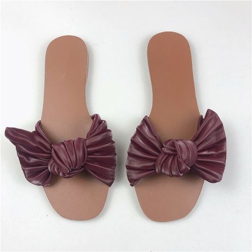 Mocassins Rivets Bas Pour Femmes, Chaussures Plates En Caoutchouc, Tongs Dorées, Sandales Avec N¿ud Papillon, Pantoufles Hawaïennes Sc
