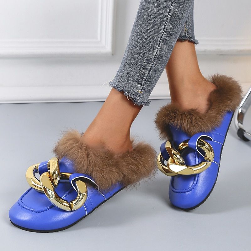 Mules  Chane En Mtal Et Fourrure Vritable Pour Femme, Mo... - 4