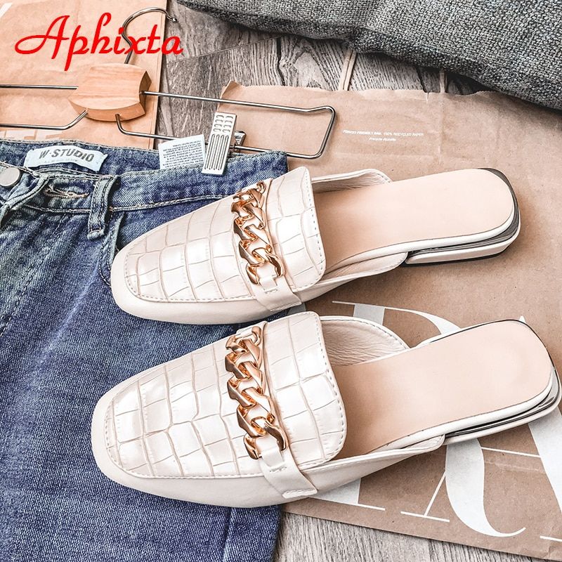 Mules  Chane Pour Femmes, Mules  Bout Carr Et  Rayures,... - 3
