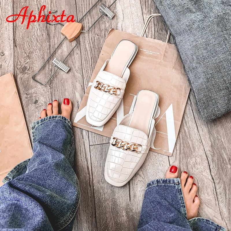 Mules  Chane Pour Femmes, Mules  Bout Carr Et  Rayures,... - 5