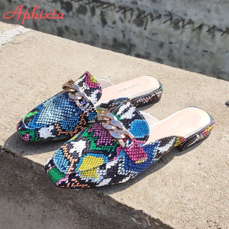 Mules  Chane Pour Femmes, Mules  Bout Carr Et  Rayures,...