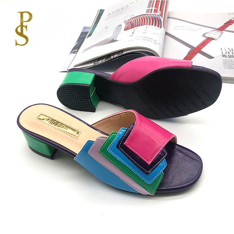 Mules  Talon Multicolores, Patchwork De Couleurs, Style Nig... - 4