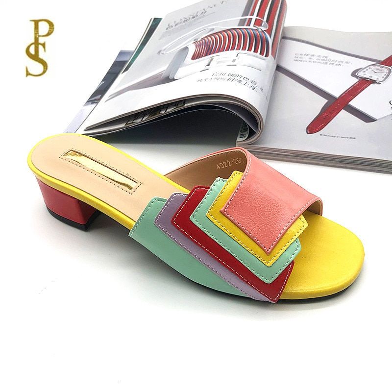 Mules  Talon Multicolores, Patchwork De Couleurs, Style Nig...