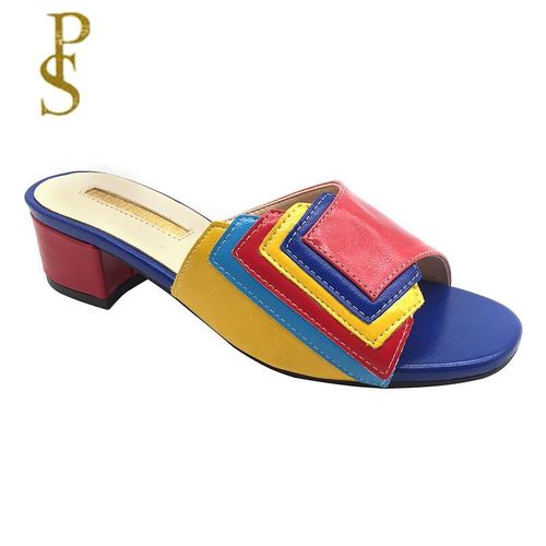 Mules Talon Multicolores, Patchwork De Couleurs, Style Nigérien, Chaussures Pour Femmes