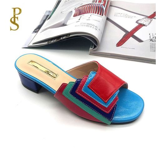 Mules Talon Multicolores, Patchwork De Couleurs, Style Nigérien, Chaussures Pour Femmes