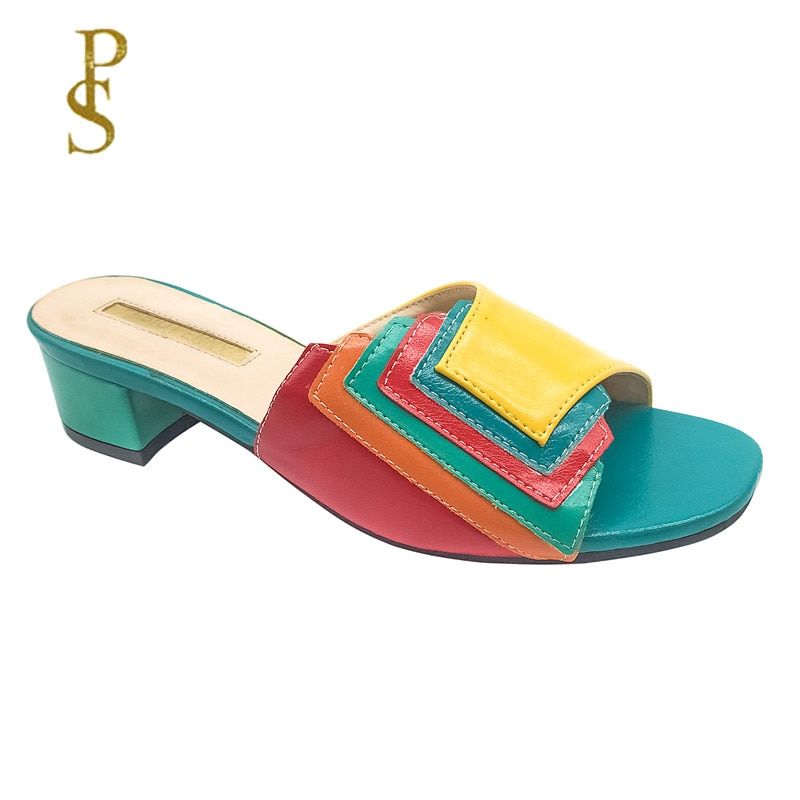 Mules  Talon Multicolores, Patchwork De Couleurs, Style Nig...