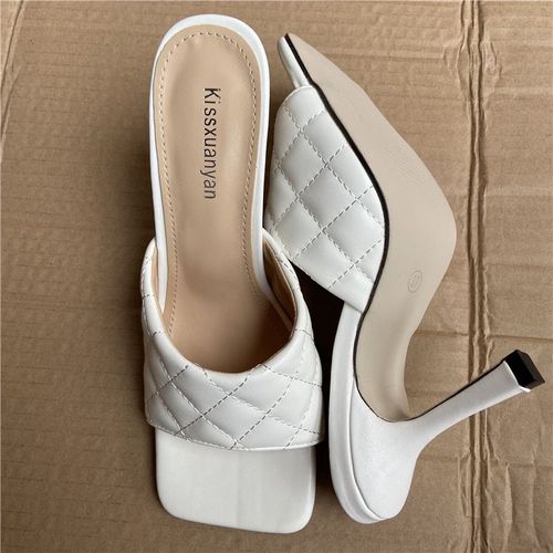 Mules Talons Hauts 9cm Pour Femmes, Sandales De Luxe, Sandales Talons Aiguilles, Pantoufles De Bal Plateforme,