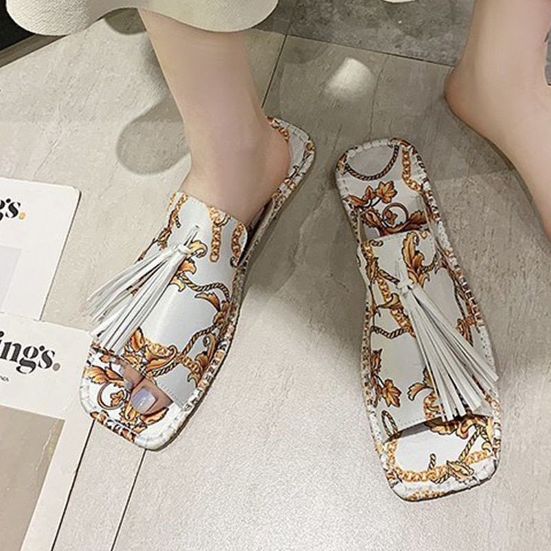 Mules De Plage Rtro Pour Femmes, Pantoufles  Glands, Chaus... - 4
