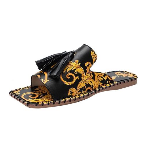 Mules De Plage Rétro Pour Femmes, Pantoufles Glands, Chaussures Plates Pour L'extérieur,